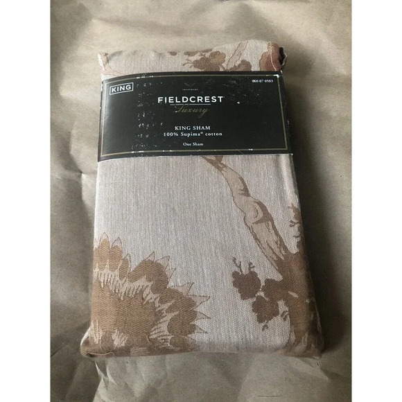1 Fieldcrest Luxury King Pillow Sham Floral 20in X 36in - Picture 1 of 3
